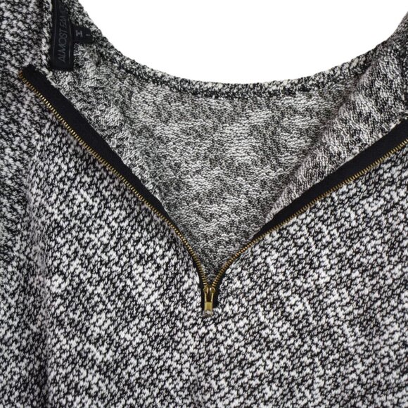 Almost Famous Top L Womens Grey Back Zipper 3/4 Sleeve Cotton Blend Knit Loose - Picture 9 of 9